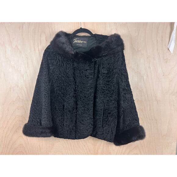 Tarlow Furs Baltimore Vintage Black Fur Jacket Mink Trim Monogrammed - Picture 10 of 14